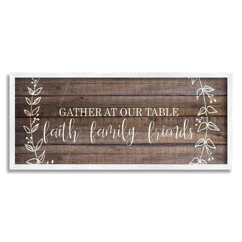 Stupell Industries Faith Family Friends Quote Wood Pattern Rustic Phrase Framed Wall Art