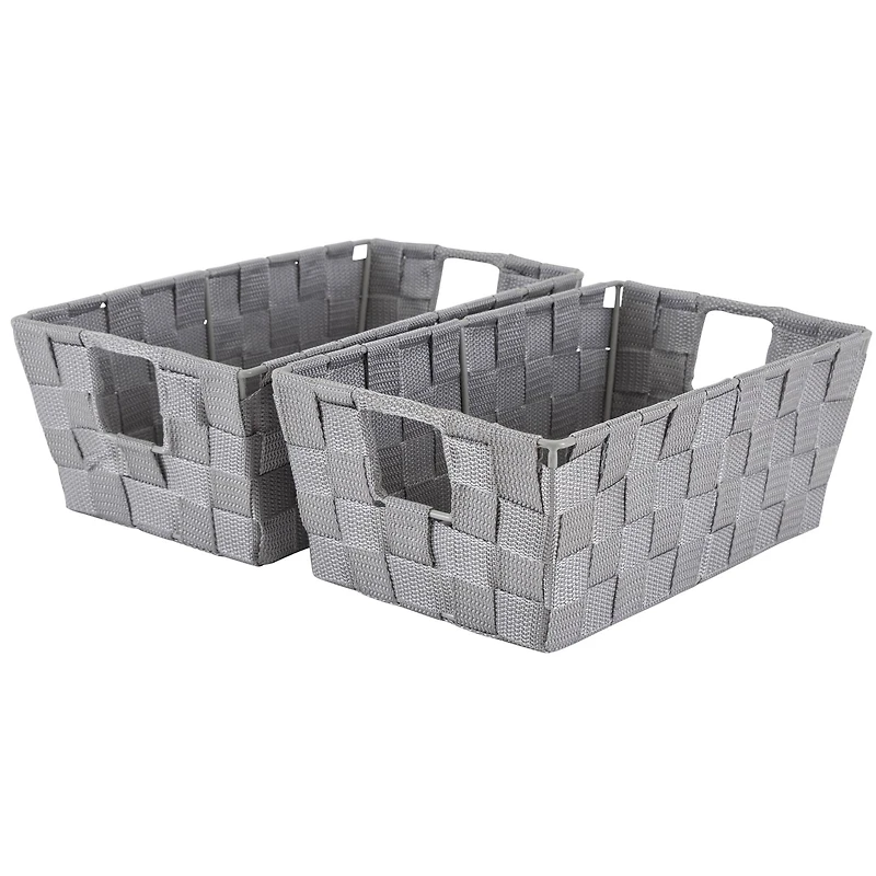 Simplify Small Grey Woven Storage Shelf Baskets, 2ct.