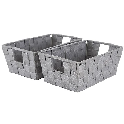 Simplify Small Grey Woven Storage Shelf Baskets, 2ct.