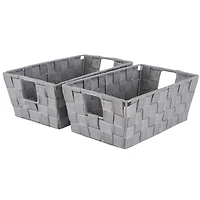 Simplify Small Grey Woven Storage Shelf Baskets, 2ct.