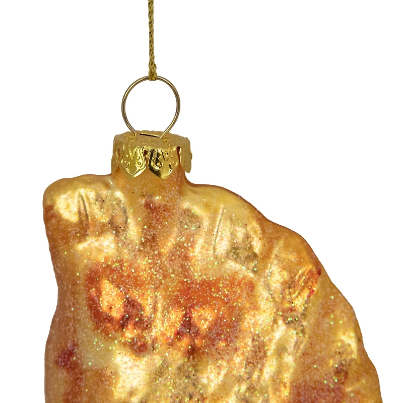 5" Golden Glittered Pierogi Glass Ornament