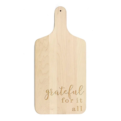 17" Grateful for It All Maple Paddle Cutting Board