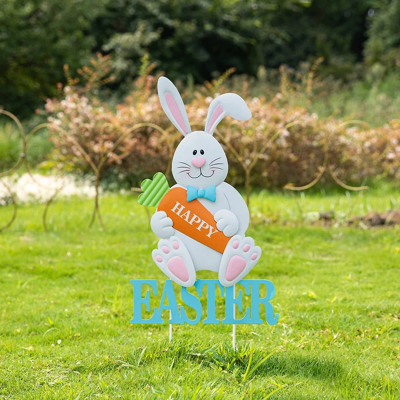 Glitzhome® 30" Easter Metal Bunny Yard Stake