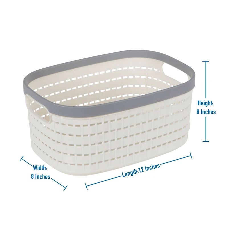 Simplify Medium White Basket Storage Tote, 2ct.