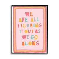 Stupell Industries Figuring Out as We Go Phrase Playful Pink Shapes in Frame Wall Art