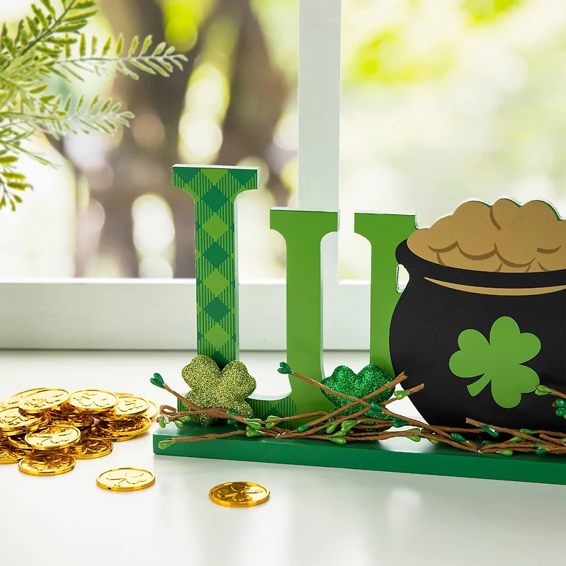 Glitzhome® 15.75" St. Patrick'Lucky Wooden Table Decor