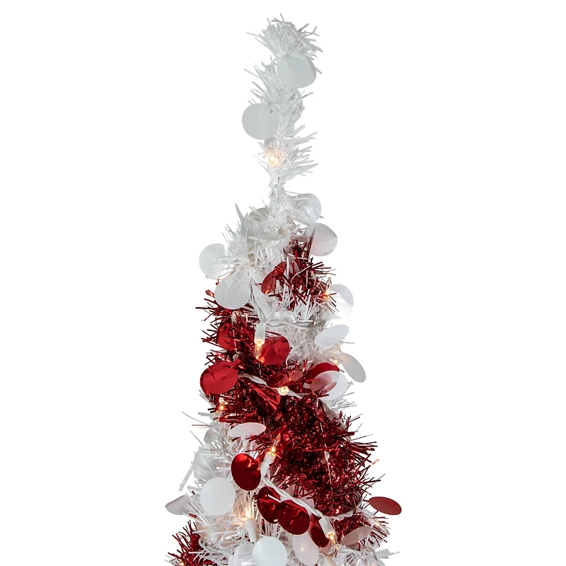 6ft. Pre-Lit Candy Cane Pop-Up Artificial Christmas Tree, Clear Lights