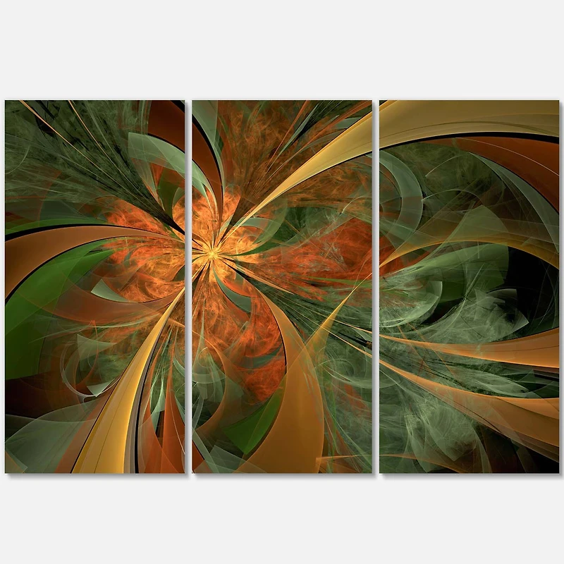Designart - Symmetrical Orange Digital Fractal Flower