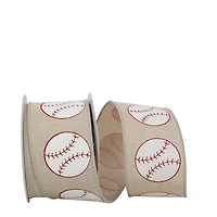 The Ribbon Roll 2.5" x 10yd. Linen Wired Baseball Sparkle Ribbon