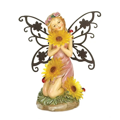 11.5" Garden Blooms Fairy Solar Statue