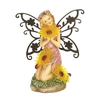 11.5" Garden Blooms Fairy Solar Statue