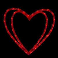 17" Pre-Lit Scarlet Red Double Heart Valentine's Day Window Silhouette Decoration