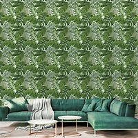 Simplify Green Palm Leaves Adhesive Wallpaper