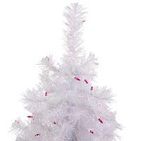 2ft. Pre-Lit White Rockport Pine Artificial Christmas Tree, Pink Lights