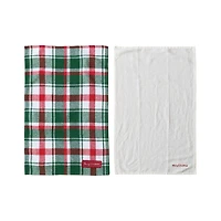 Hello Honey® 28" Brushed Cotton Flannel & Linen Tea Towel with Merry Christmas Embroidery Set