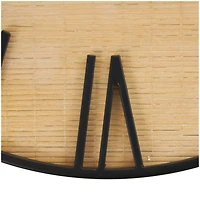 28" Light Brown Wall Clock with Black Metal Frame