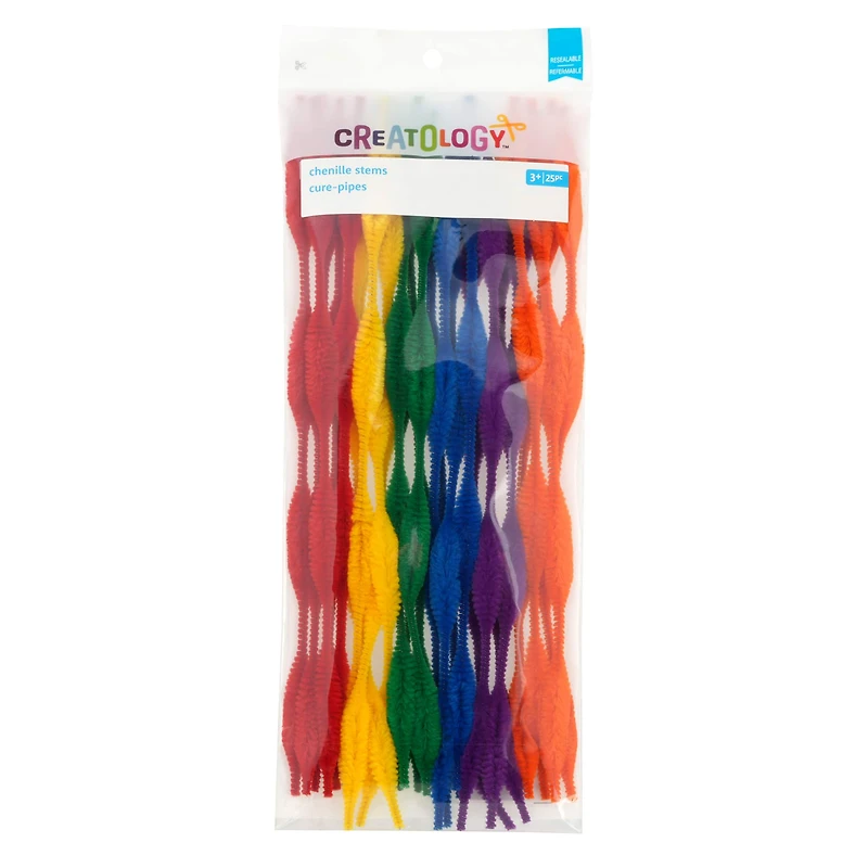 Primary Mix Wave Chenille Pipe Cleaners, 25ct. by Creatology™