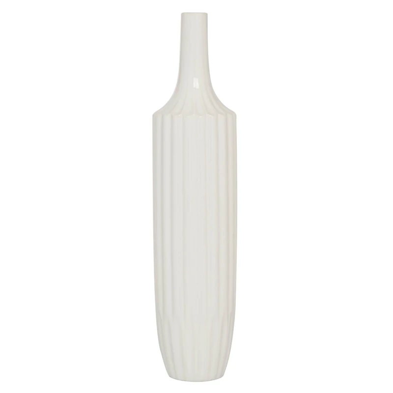 23" White Ceramic Modern Vase