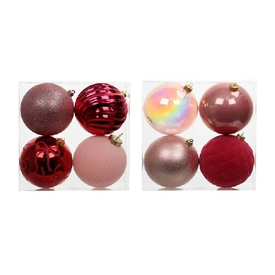 Assorted 4 Pack 4.7" Pink & Red Shatterproof Ball Ornaments, 1pc. by Ashland®