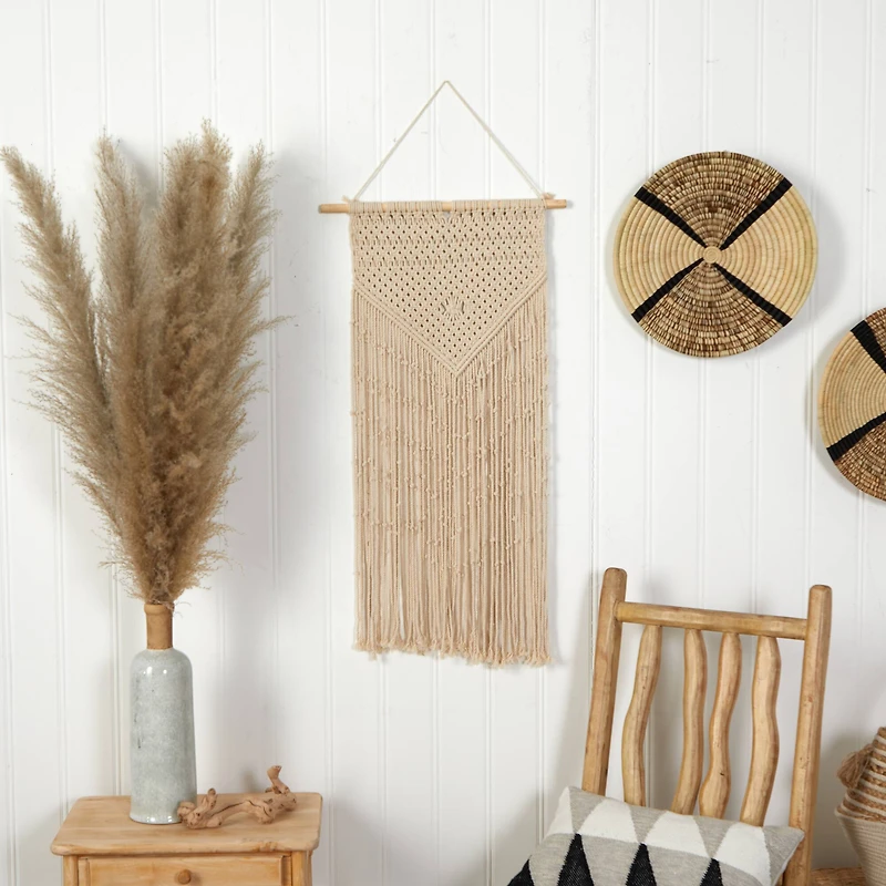 34" x 18" Hand Crafted Boho Macrame Wall Hanging Decor