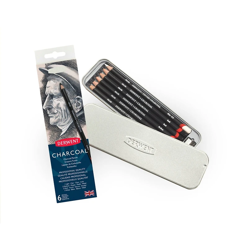 Derwent® Charcoal 6 Pencil Tin Set