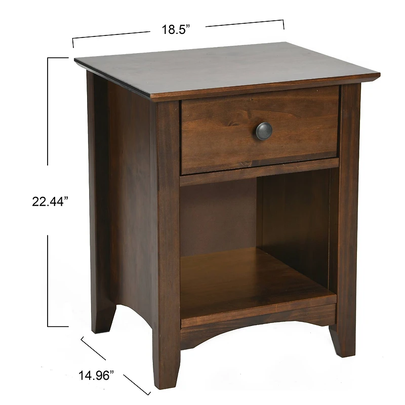Hello Honey® 22" Walnut Finish Shaker Wood Farmhouse Nightstand