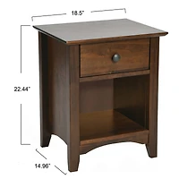 Hello Honey® 22" Walnut Finish Shaker Wood Farmhouse Nightstand