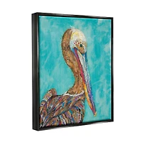 Stupell Industries Beautiful Pelican Bird Vivid Patterns Framed Floater Canvas Wall Art