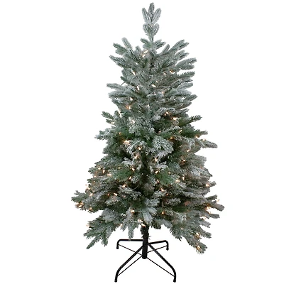 4.5ft. Pre-Lit Real Touch™️ Flocked Whistler Noble Fir Artificial Christmas Tree, Clear Lights