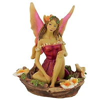 Design Toscano 9" Red Fairy of Acorn Hollow Statue