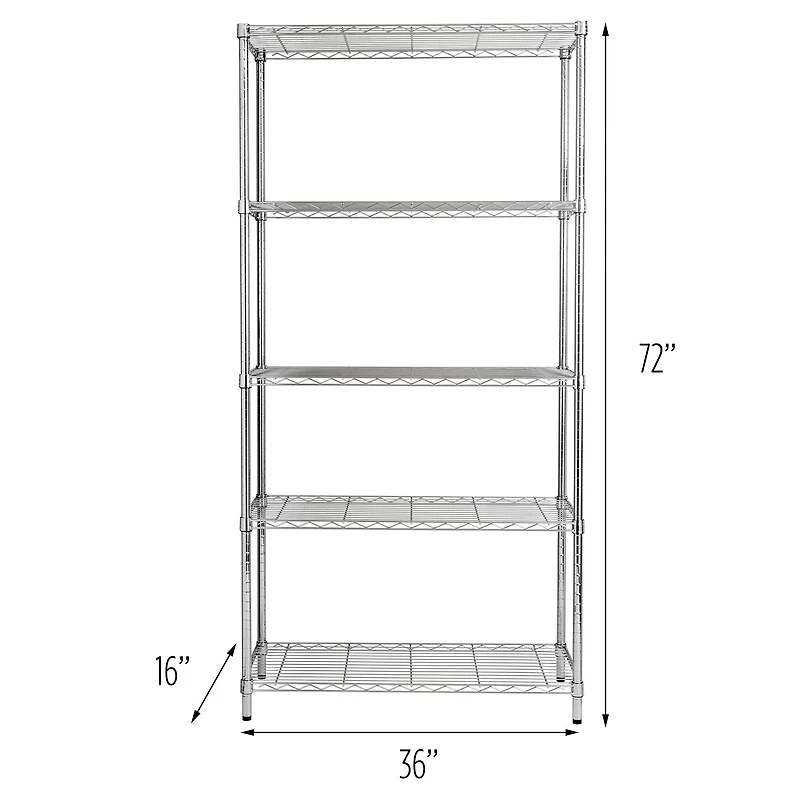 Honey Can Do Chrome 5-Tier Heavy-Duty Adjustable Shelving Unit