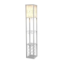 Simple Designs™ Floor Lamp Storage Shelf and Wine Rack with Linen Shade