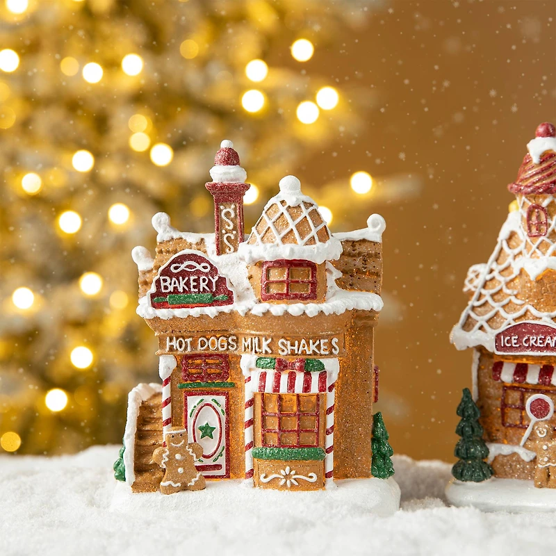 Glitzhome® Light-Up Christmas Gingerbread House Table Décor Set