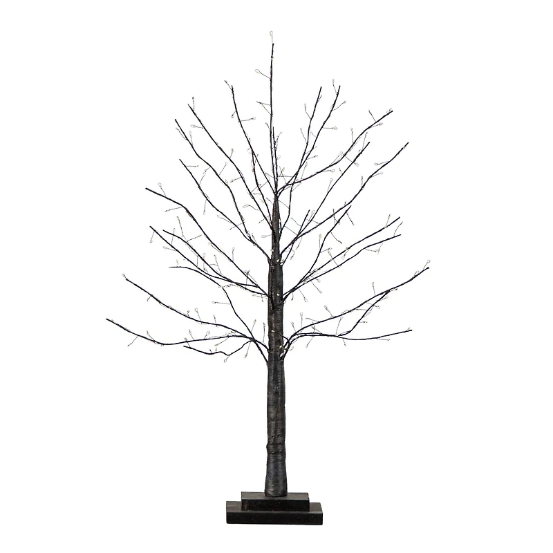 2ft. Pre-Lit Artificial Halloween Black Twig Tree with 210 Warm White Fairy Copper Wire LED Lights