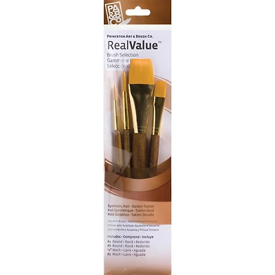 Princeton™ RealValue™ Golden Taklon Brush Set With 1" Wash