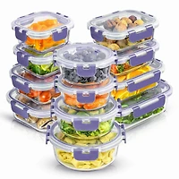 Joyful by JoyJolt® 24-Piece Purple Glass Storage Container Set with Leakproof Lids