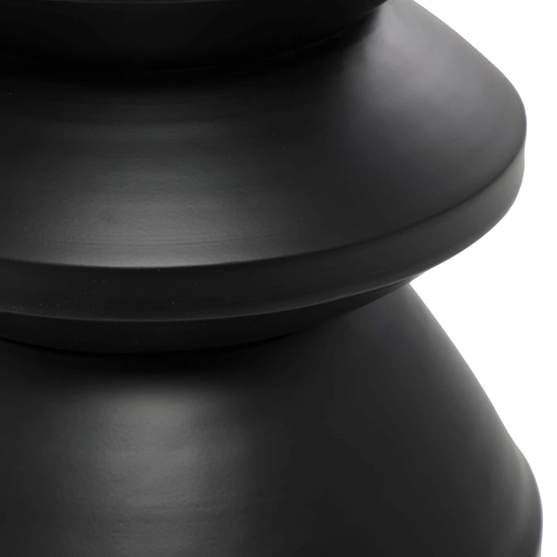 18" Black Metal Art Deco Inspired Accent Table