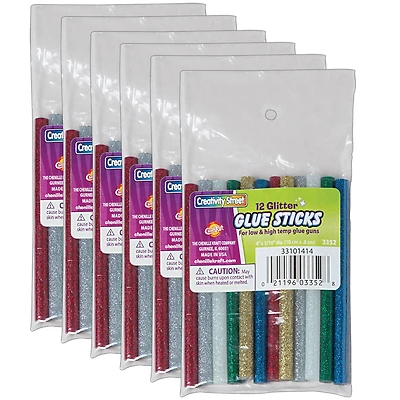 Creativity Street® Glitter Colors Hot Glue Sticks, 6 Packs of 12