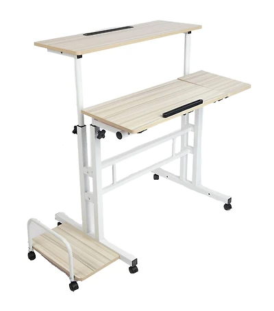 Mind Reader Woodland Collection White Adjustable Mobile Sit & Stand Laptop Desk