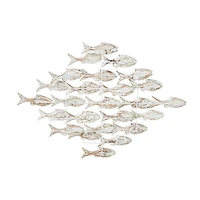 37" White Wood Fish Coastal Wall Decor