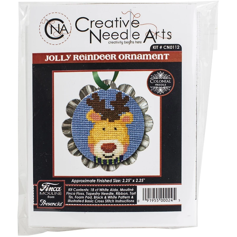 Colonial Needle Jolly Reindeer Tart Tin Counted Cross Stitch Kit
