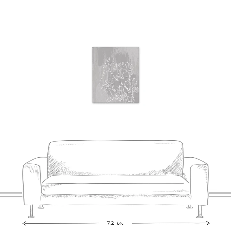 Flowers On Distressed Gray Canvas Wall Art