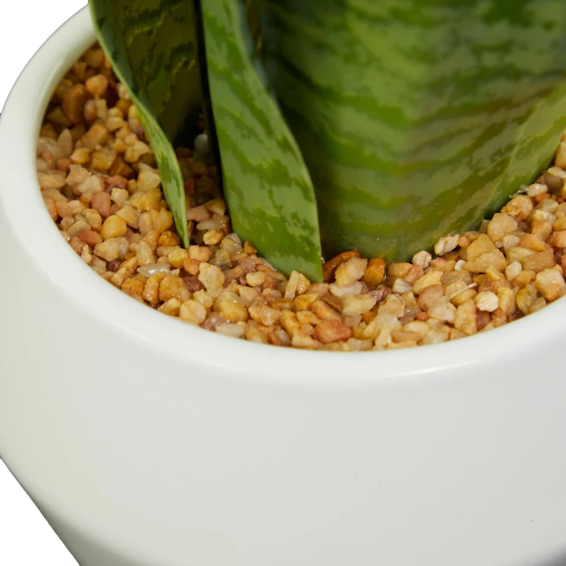 The Novogratz 15" Green Snake Faux Foliage Artificial Plant with White Porcelain Pot