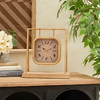 11" Gold Wood Farmhouse Swing Clock