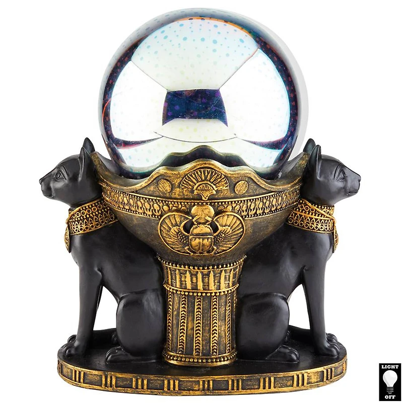Design Toscano 7" LED Bastet Cat Goddess Cosmic Sphere Illuminated Statue