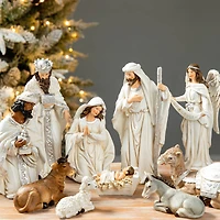 Glitzhome® Ivory Resin Nativity Figurine Set