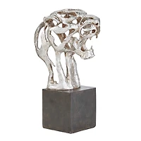 16" Silver Eclectic Leopard Sculpture