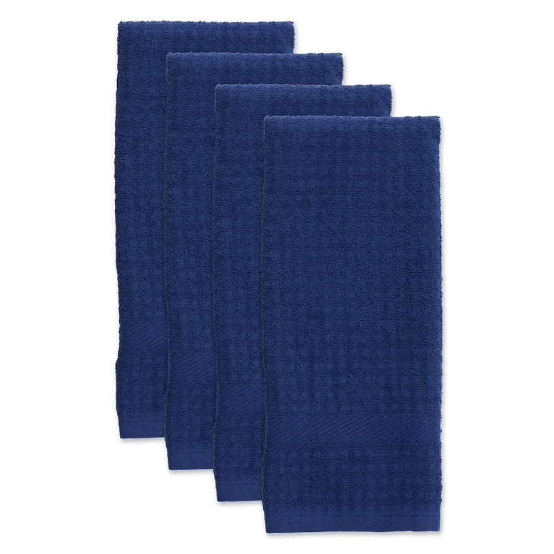 DII® Solid Nautical Blue Waffle Terry Dishtowel, 4ct.