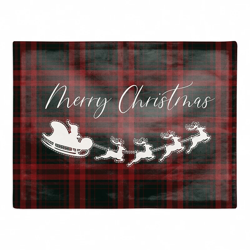 Plaid Santa's Sleigh Cotton Twill Placemat