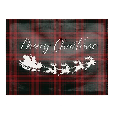 Plaid Santa's Sleigh Cotton Twill Placemat